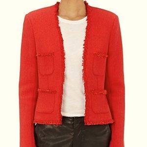 L’Agence red tweed jacket Sz 4 Beautiful with jeans or a dress